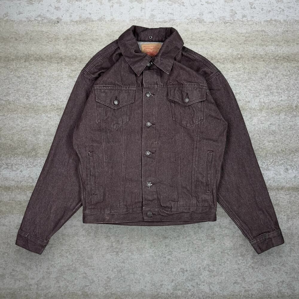 Vintage 90s NOIZ Jean Jacket Mens L Mocha Brown Denim Cotton Button Up